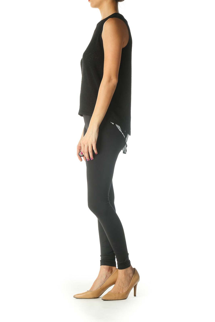 Black Solid Casual Tank Top