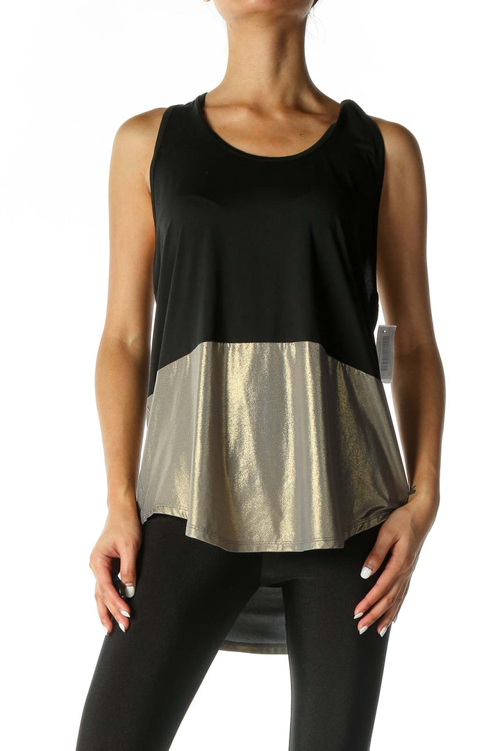 Black Solid Retro Tank Top