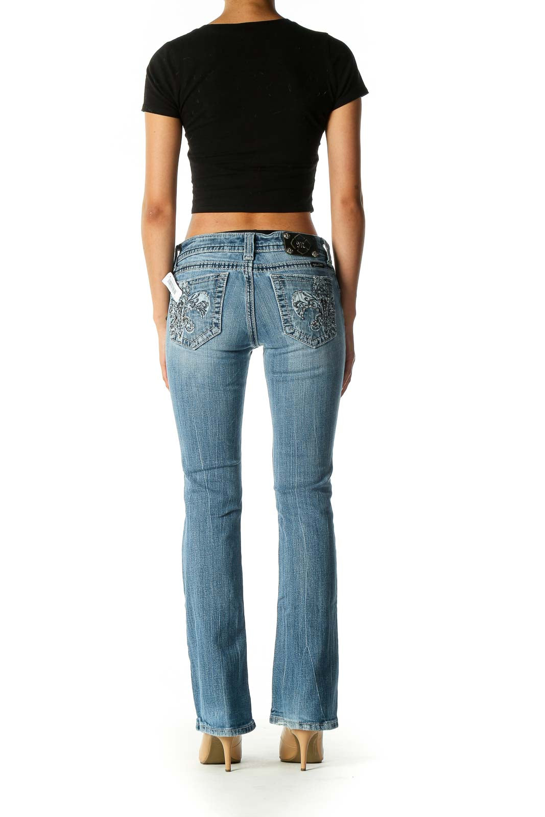 Blue Casual Bootcut Jeans