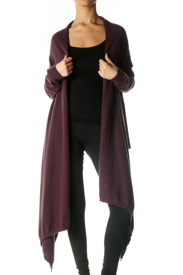 Purple Solid Cardigan