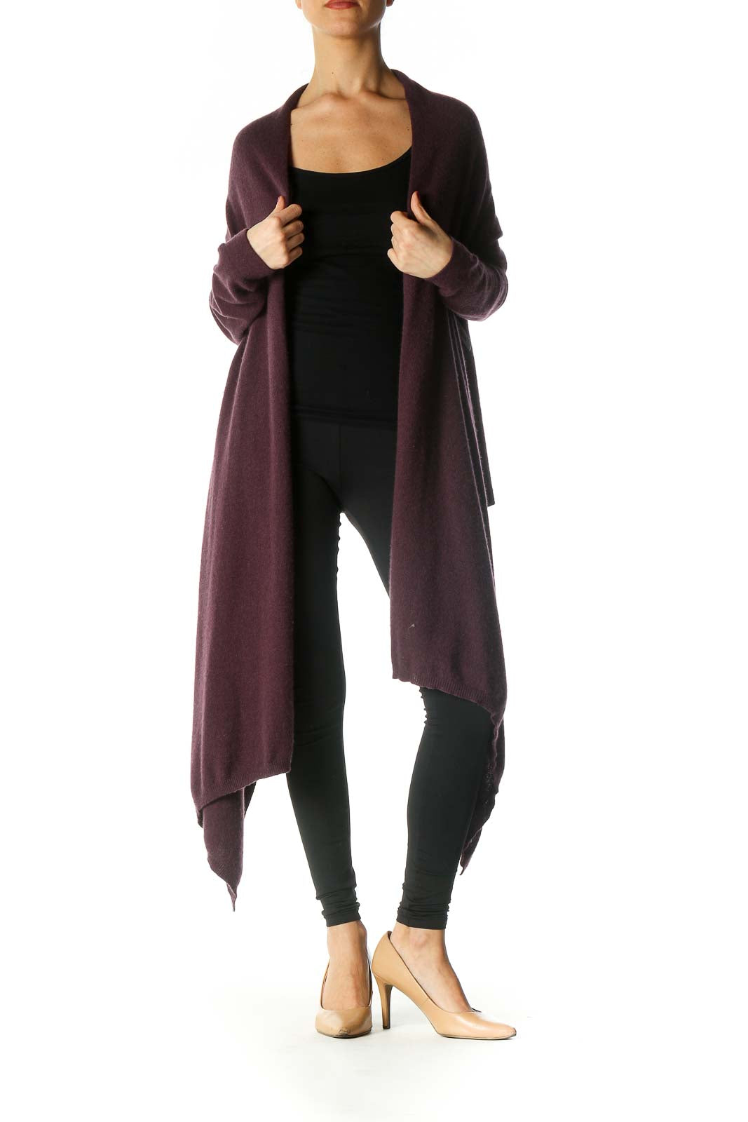 Purple Solid Cardigan