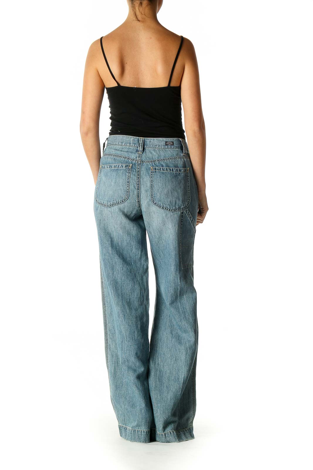 Blue Casual Straight Leg Jeans