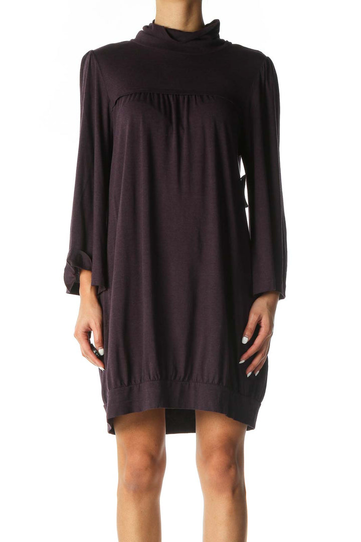 Brown Solid Shift Dress