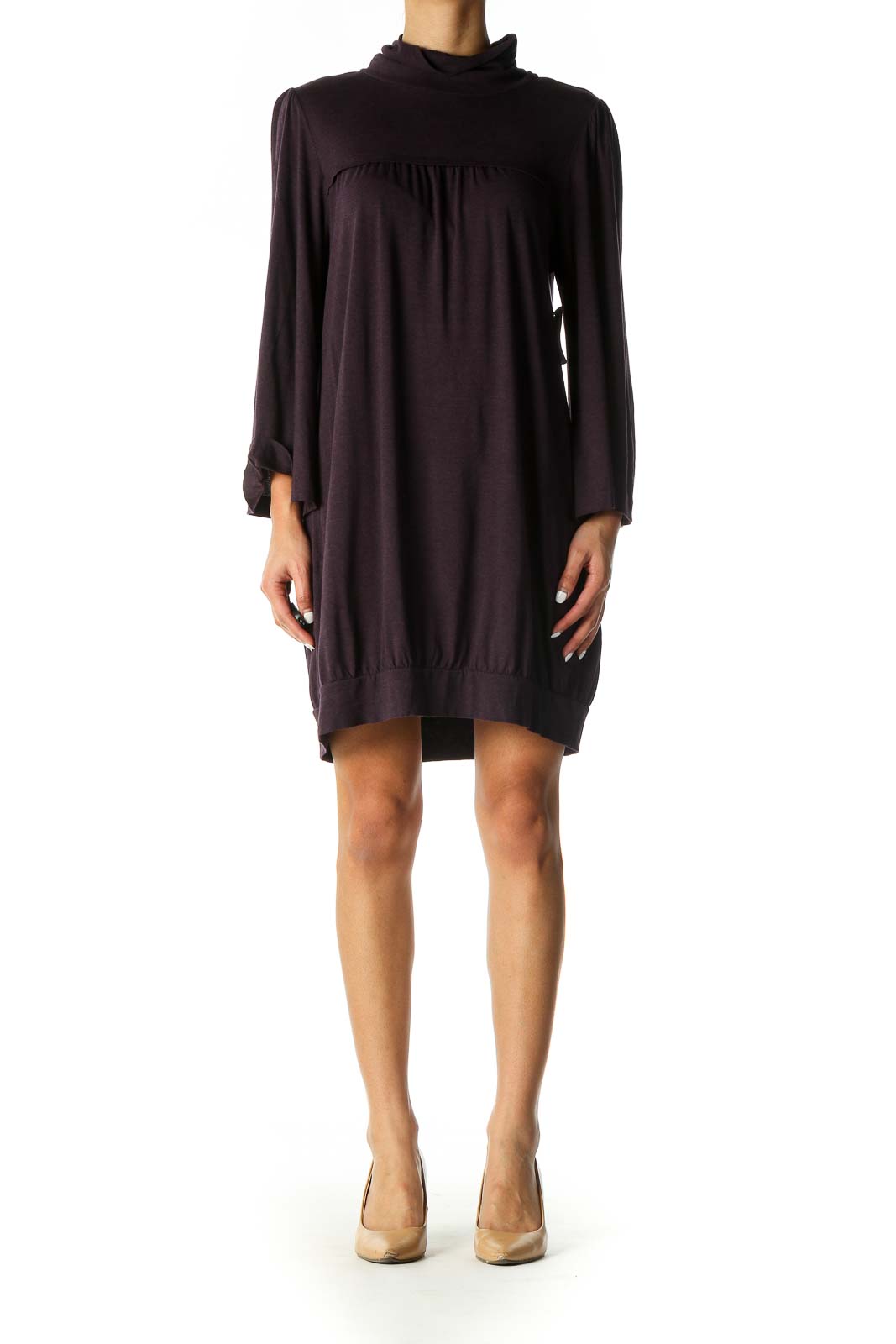 Brown Solid Shift Dress