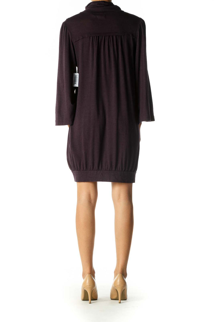 Brown Solid Shift Dress