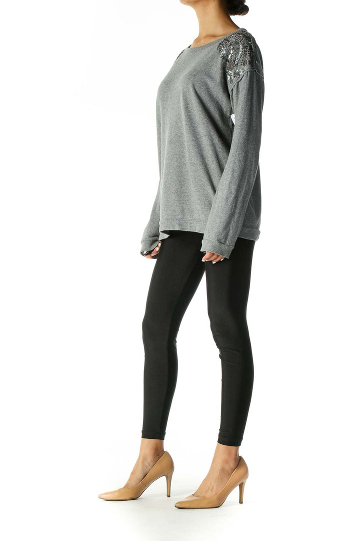 Gray Solid Casual Top