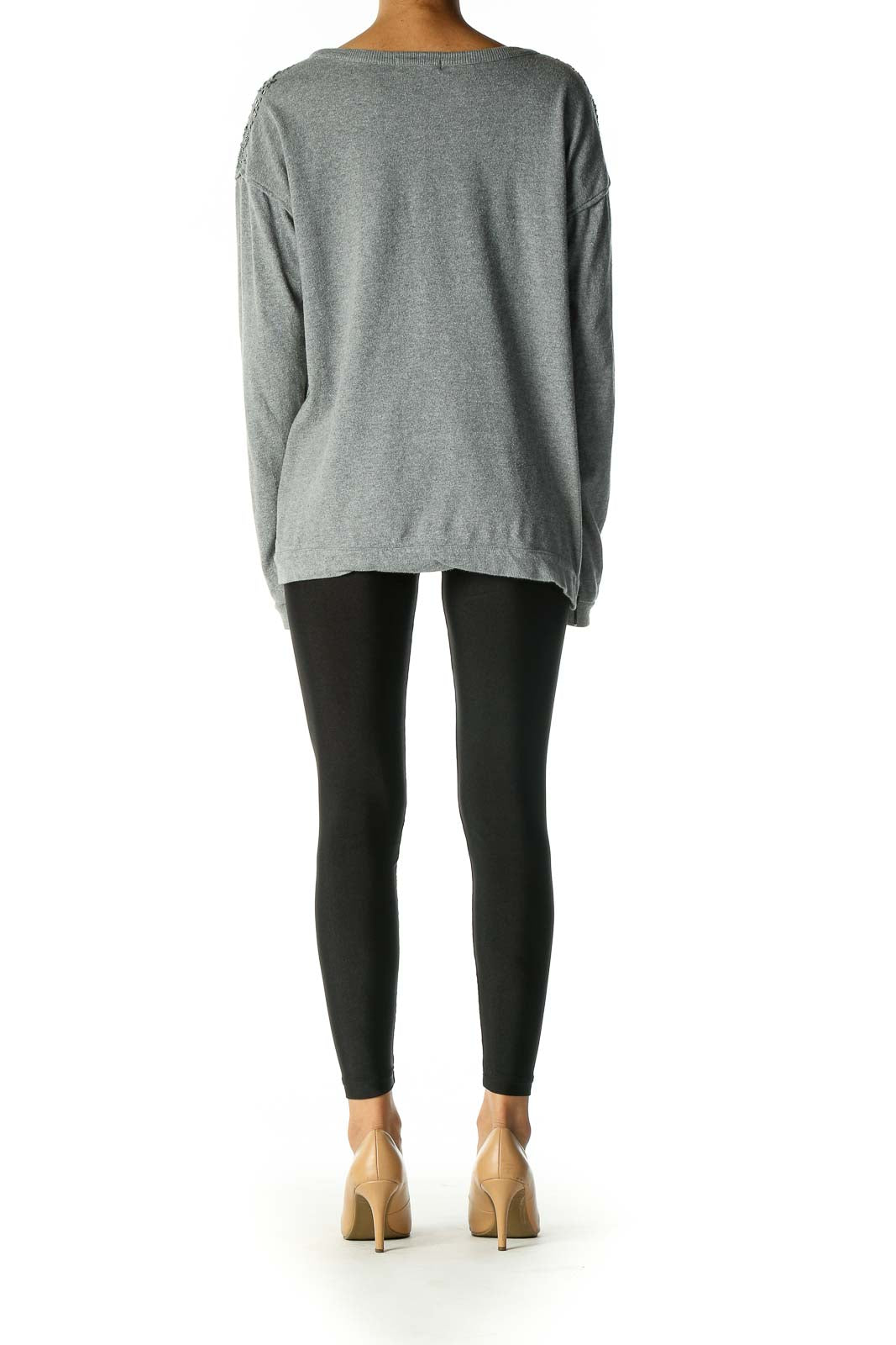 Gray Solid Casual Top