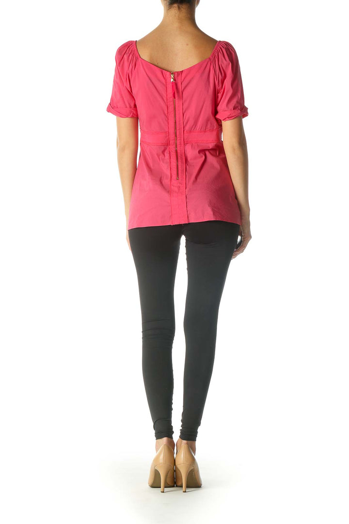 Pink Solid Retro Blouse