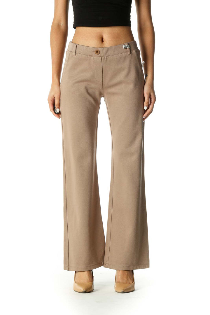 Brown Casual Bootcut Pants