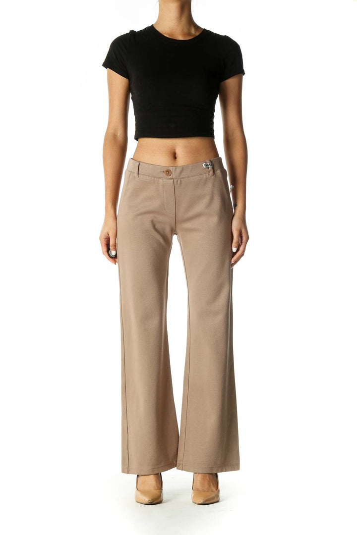 Brown Casual Bootcut Pants