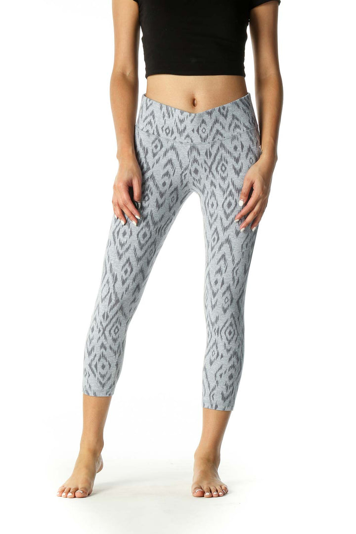 Gray Aztec Print Casual Leggings