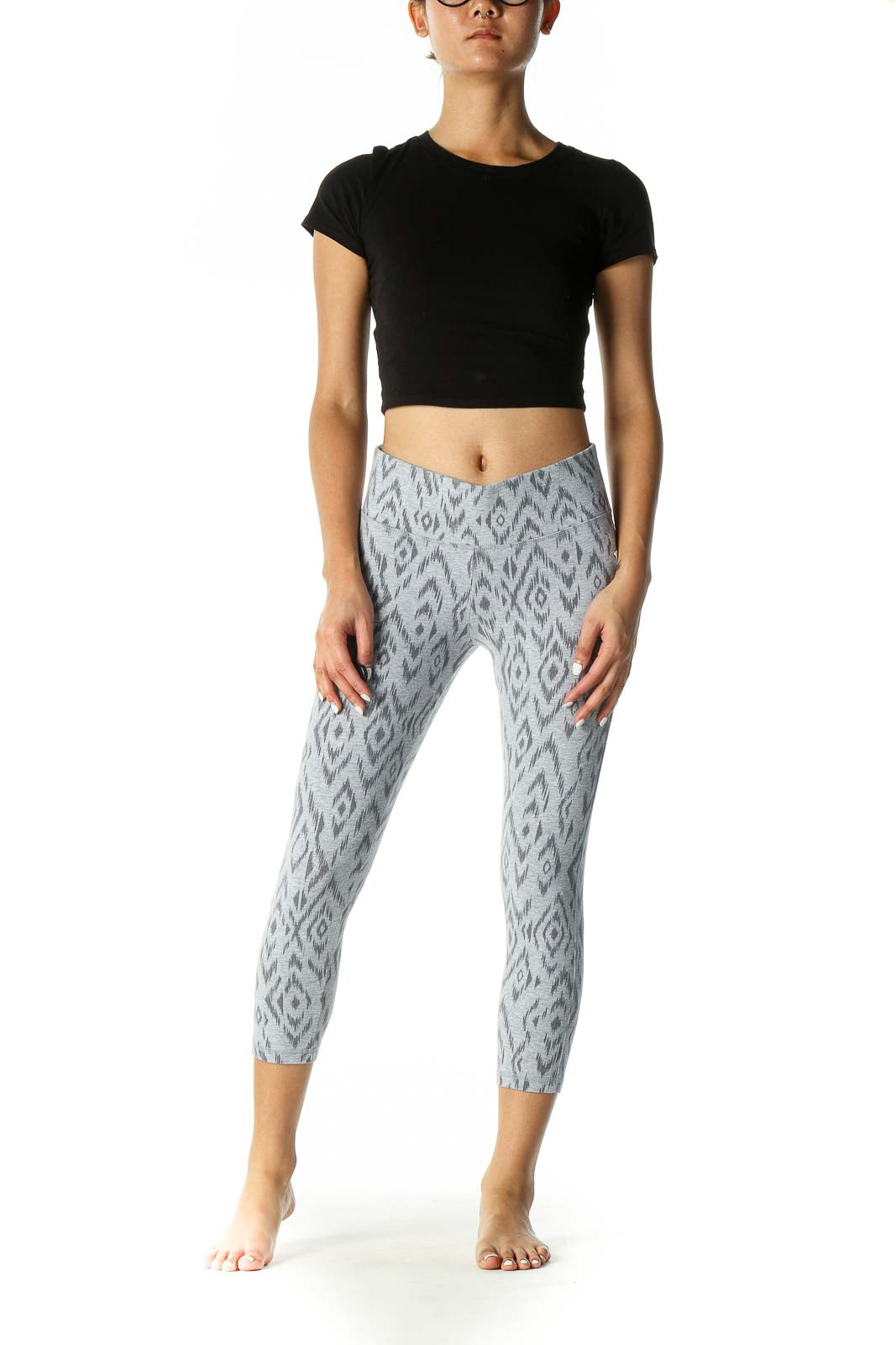 Gray Aztec Print Casual Leggings