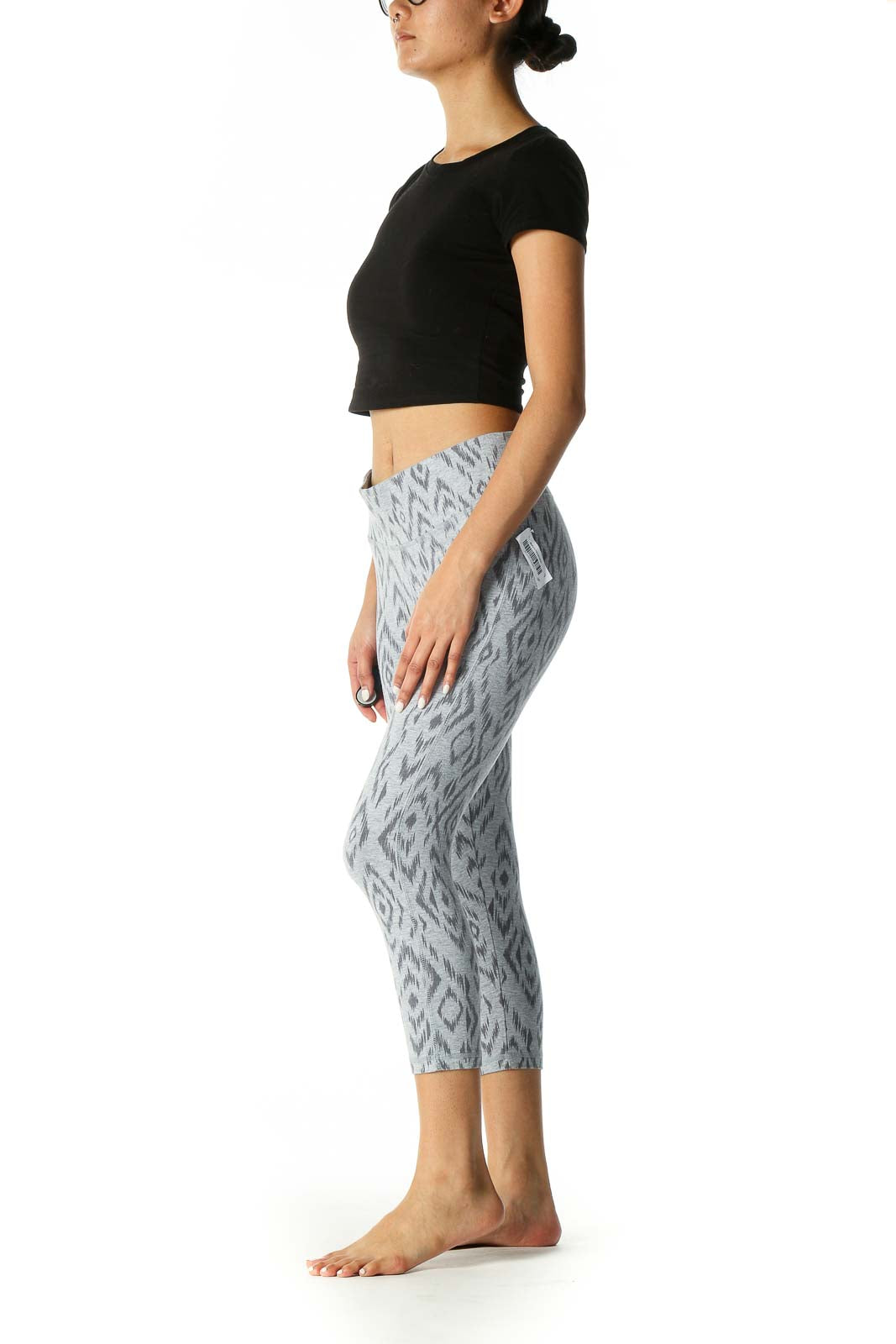 Gray Aztec Print Casual Leggings