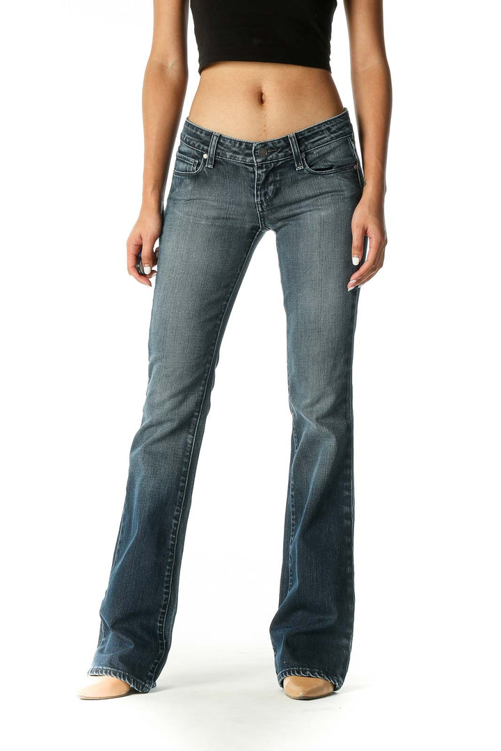 Blue Casual Bootcut Jeans