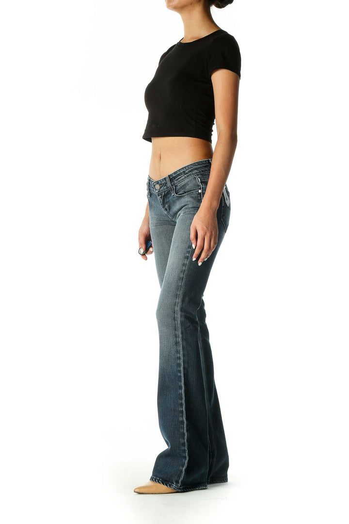 Blue Casual Bootcut Jeans