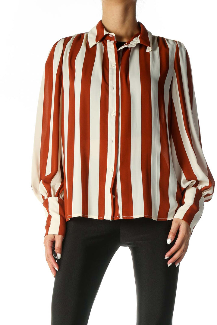 Orange Striped Formal Shirt