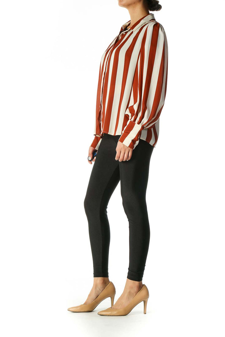 Orange Striped Formal Shirt