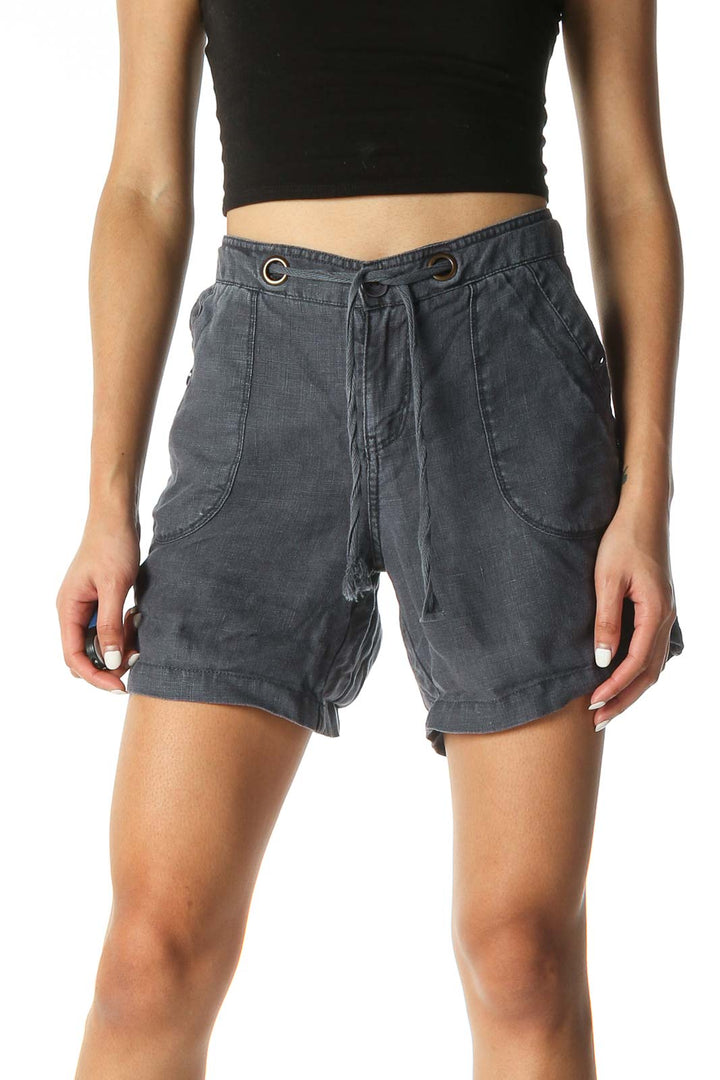 Gray Solid Casual Shorts