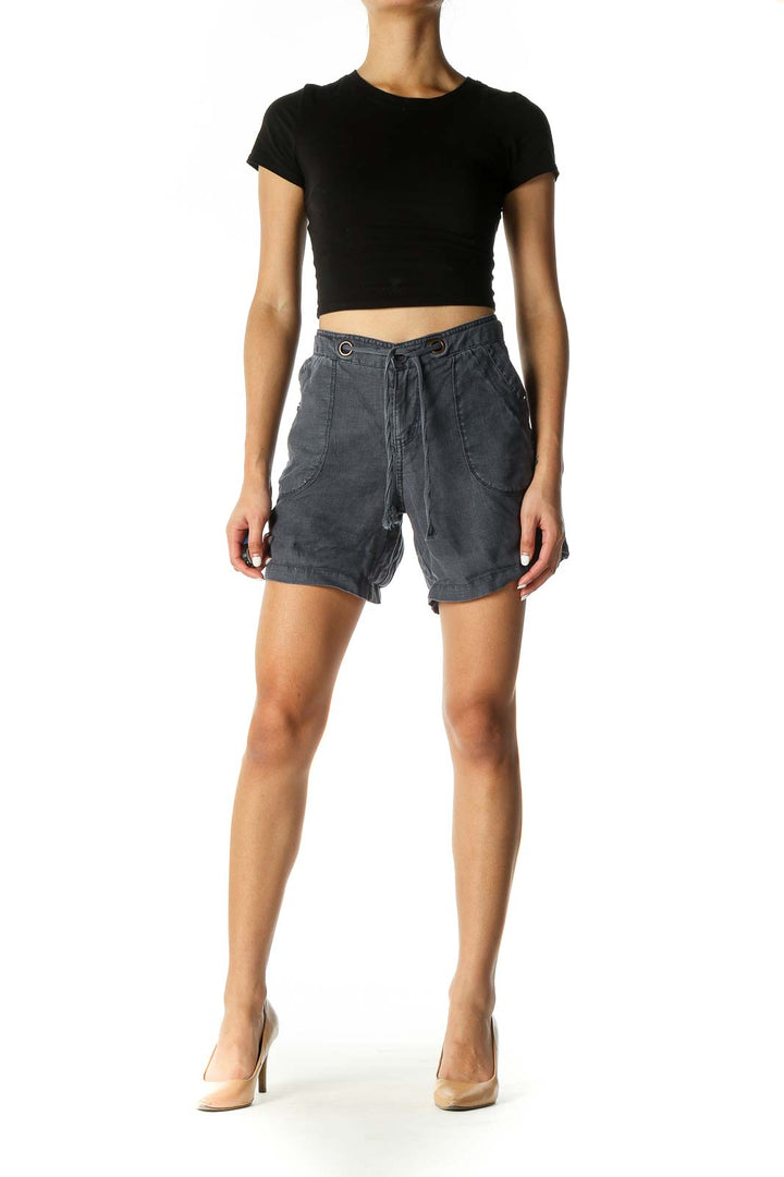 Gray Solid Casual Shorts