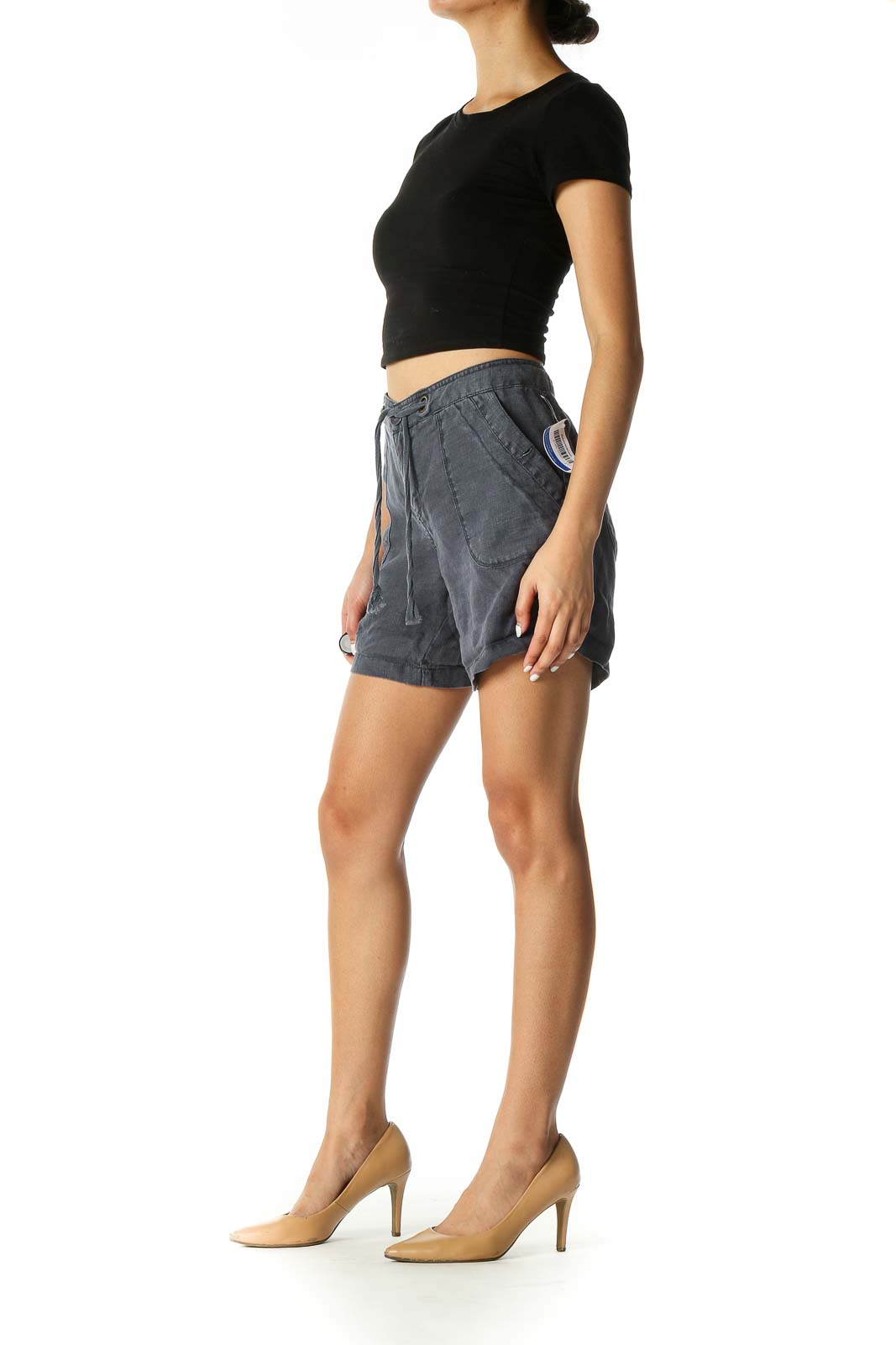 Gray Solid Casual Shorts