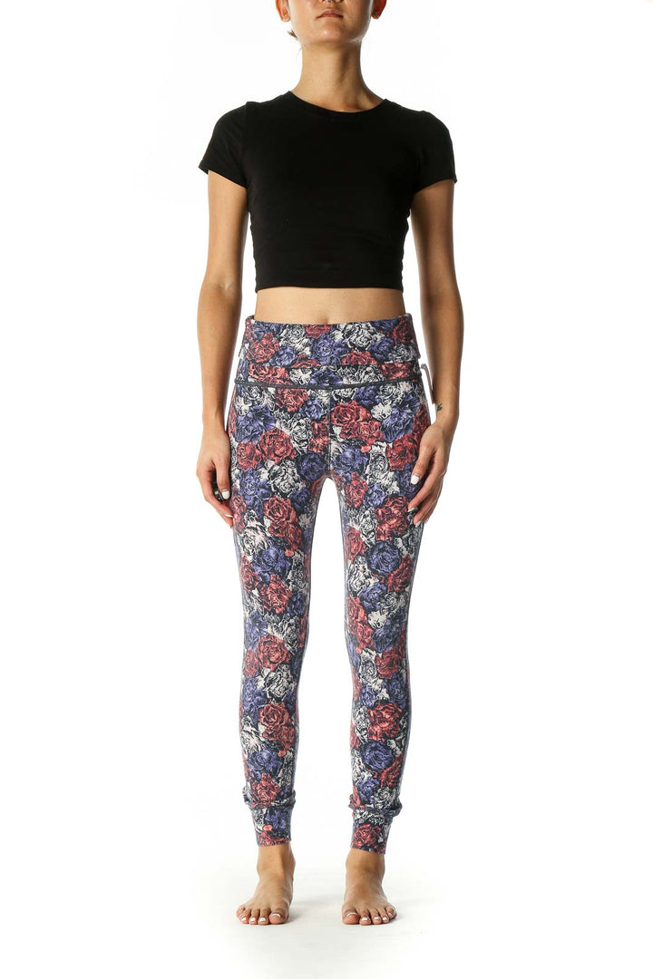 Blue Floral Bohemian Leggings