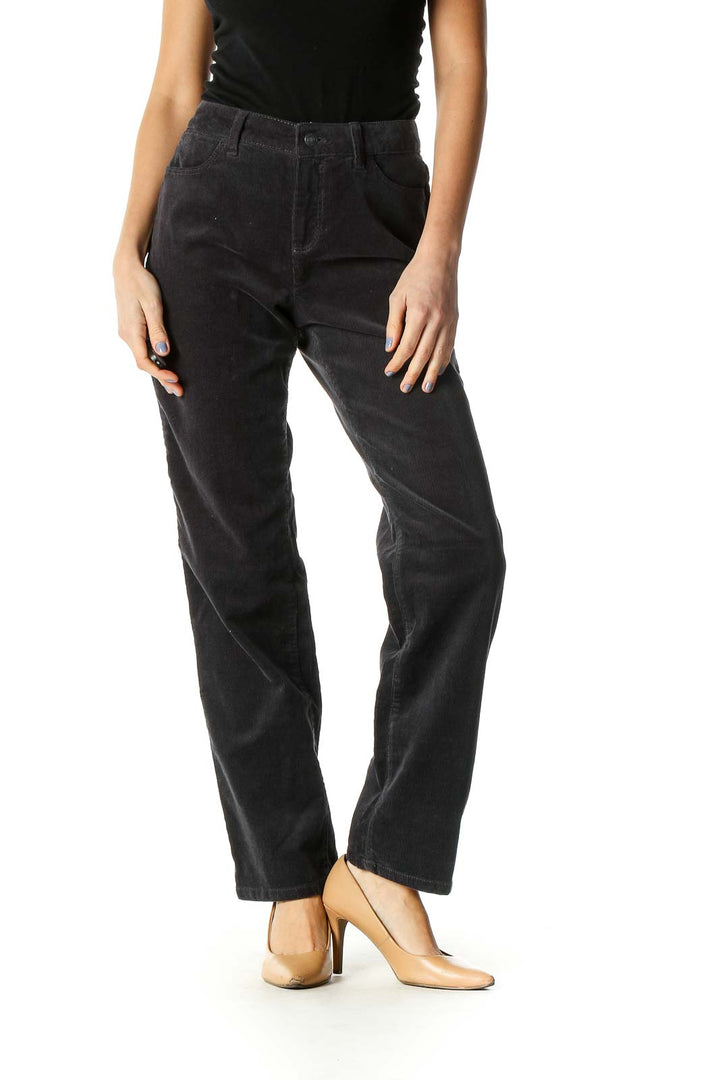 Black Solid Casual Trousers