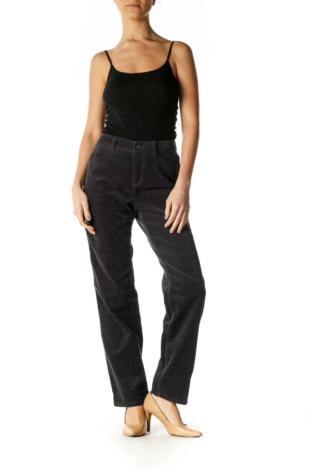 Black Solid Casual Trousers