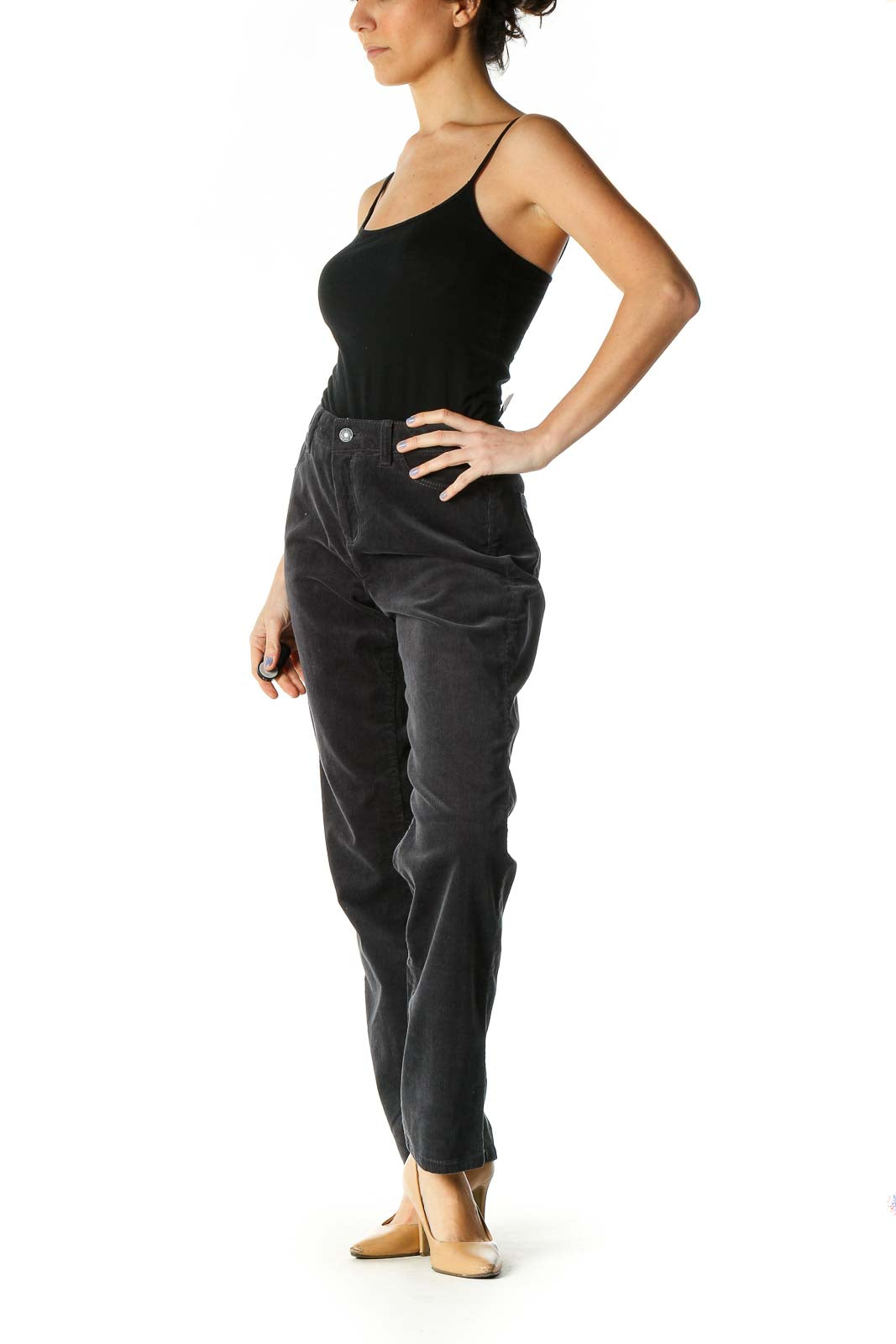 Black Solid Casual Trousers