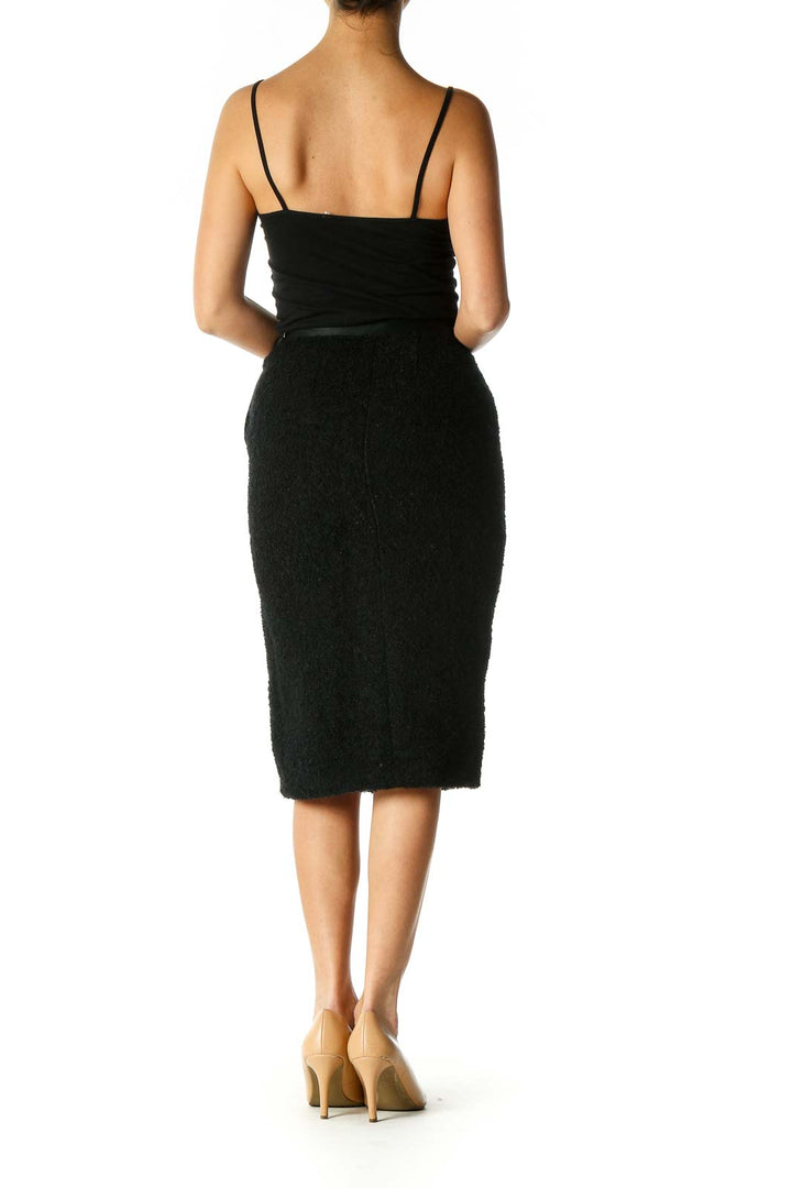 Black Solid Brunch Pencil Skirt