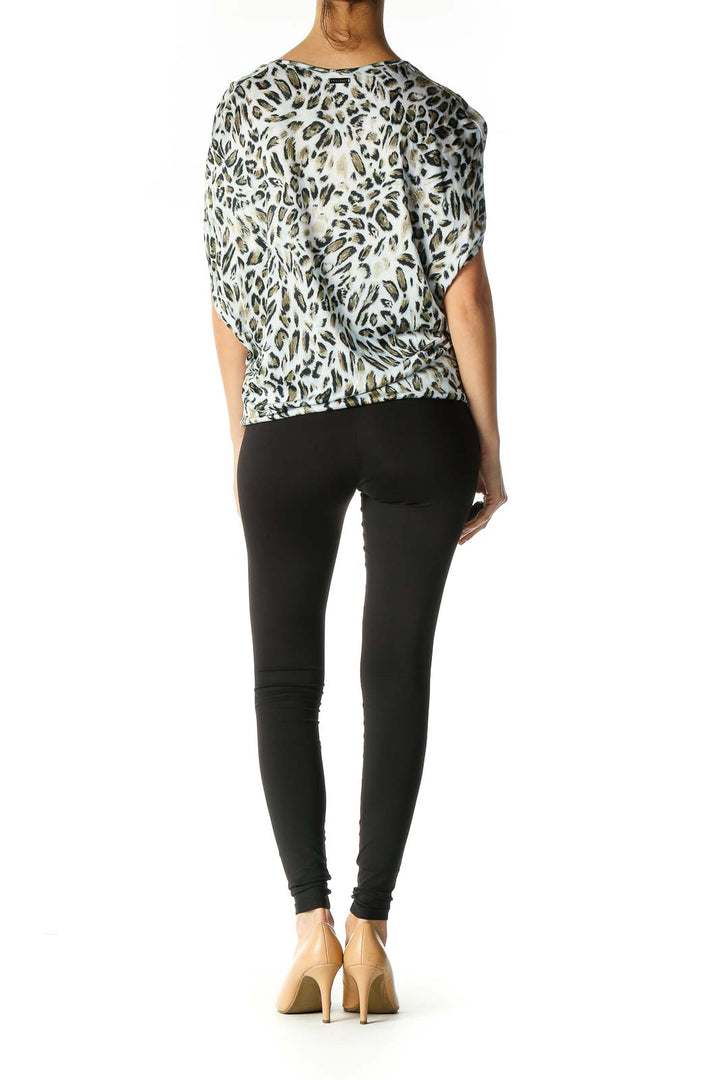 Beige Animal Print Casual Blouse