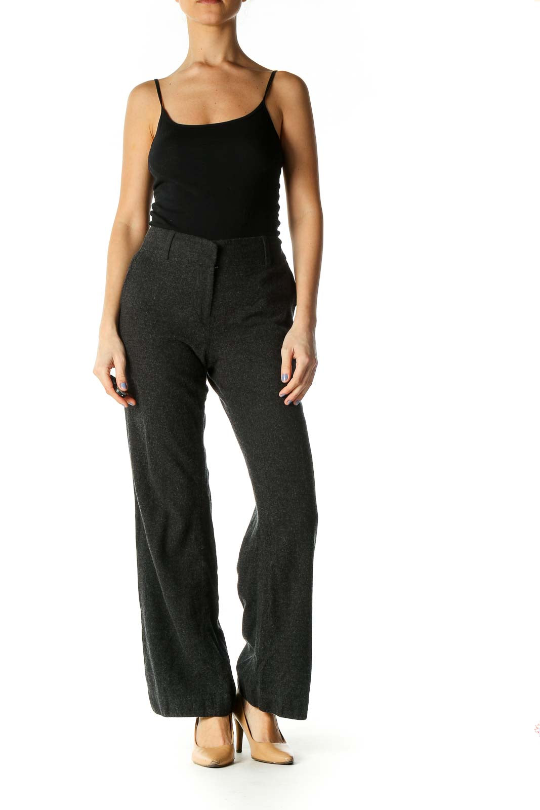 Black Solid Casual Trousers