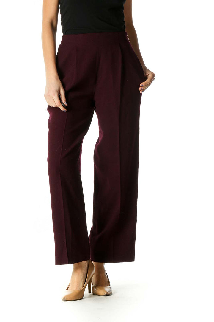 Brown Solid Classic Trousers