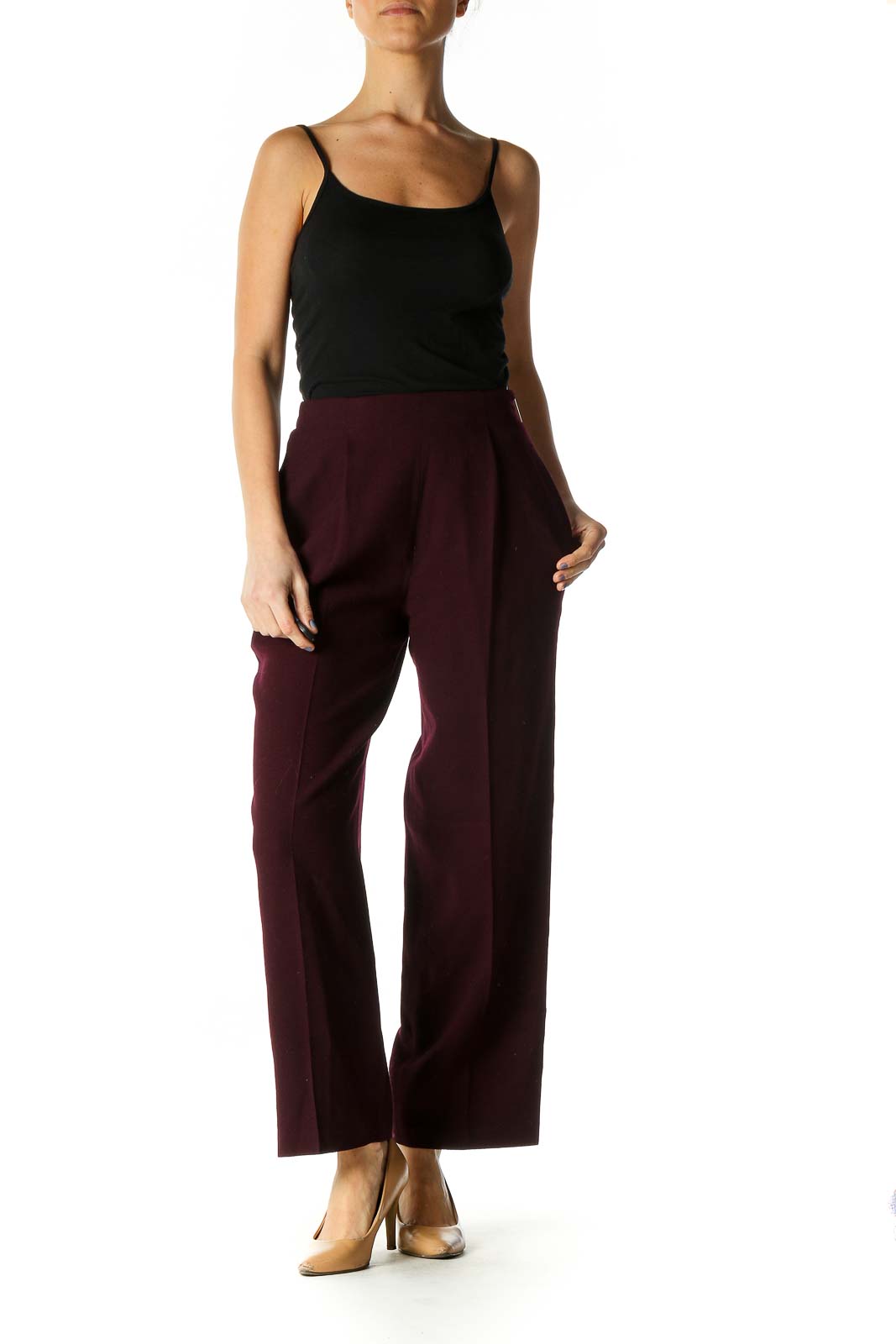 Brown Solid Classic Trousers