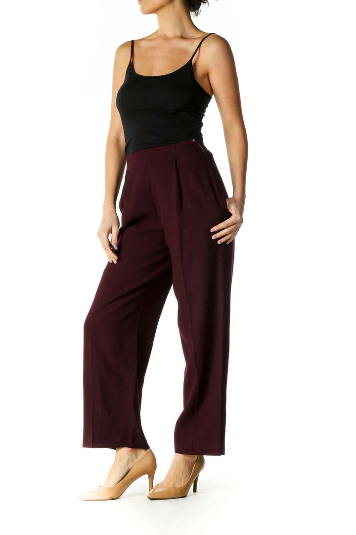 Brown Solid Classic Trousers