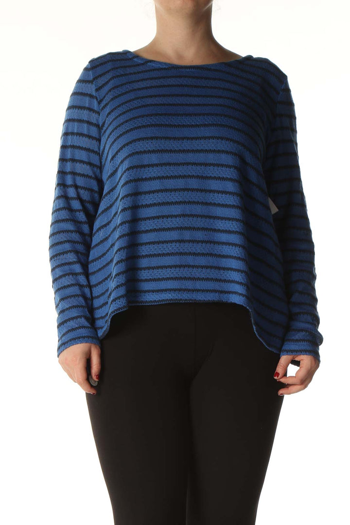 Blue Striped Casual T-Shirt