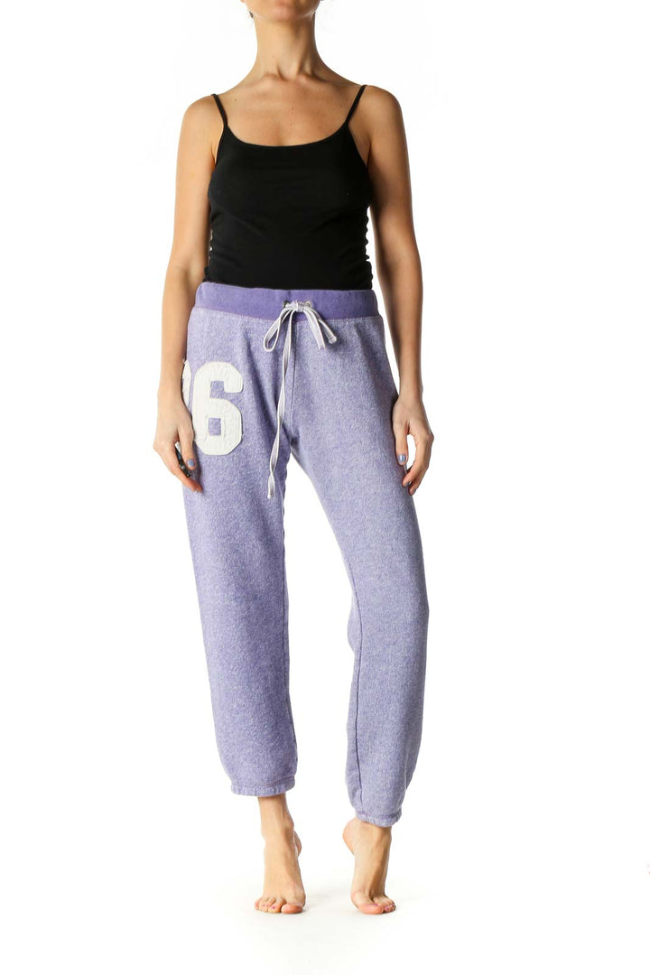 Blue Solid Casual Sweatpants