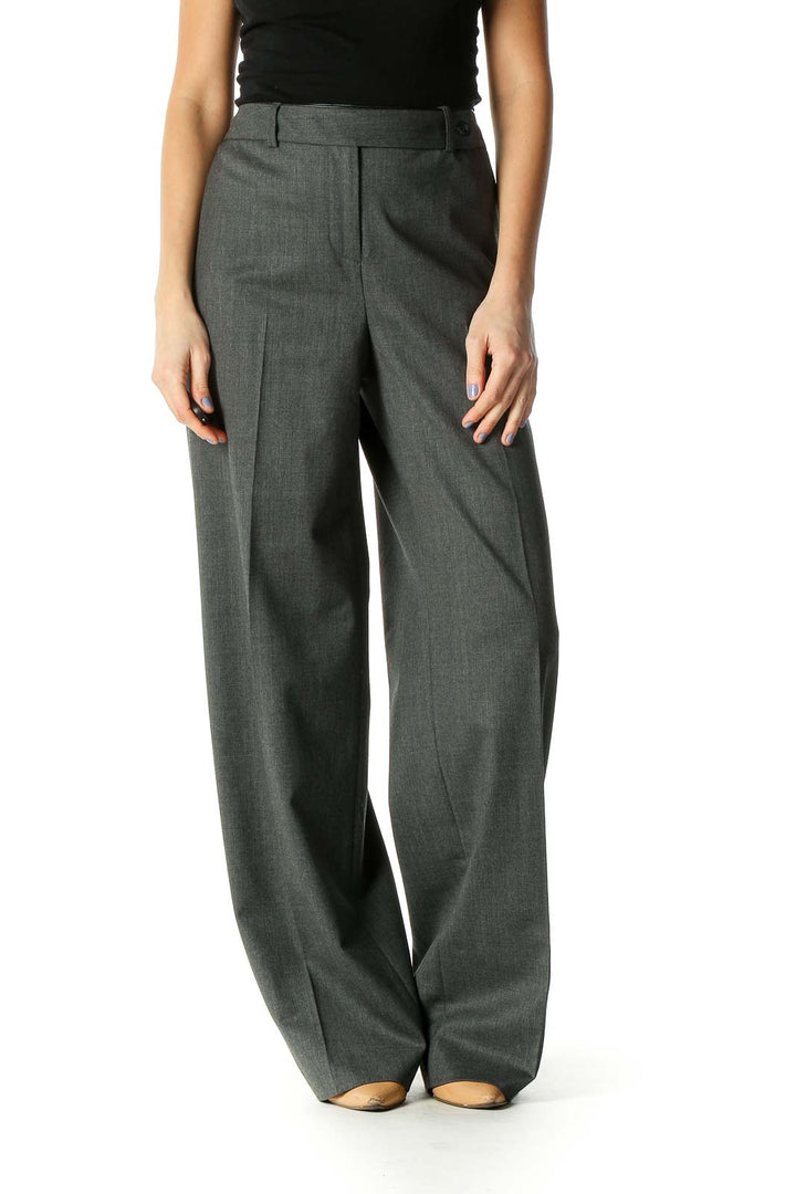 Gray Solid Classic Trousers