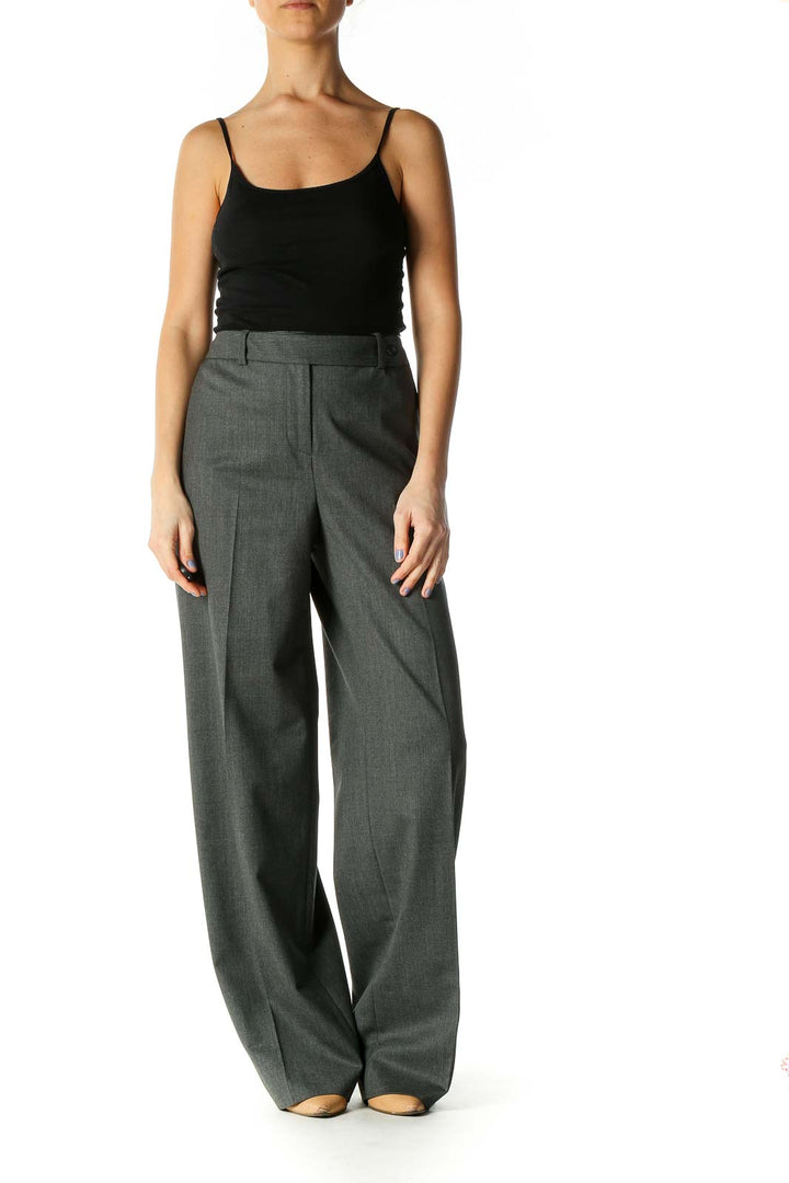 Gray Solid Classic Trousers