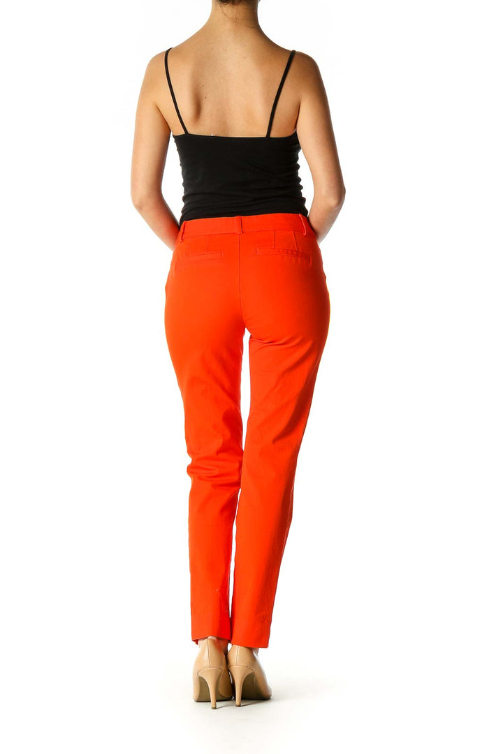 Orange Solid Casual Trousers