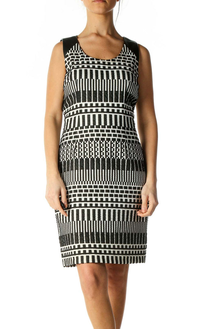 White Checkered Bohemian Sheath Dress