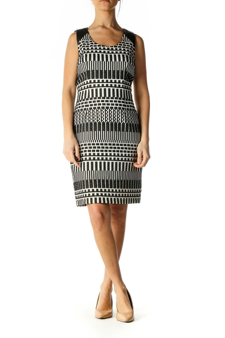 White Checkered Bohemian Sheath Dress