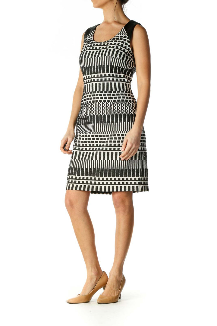 White Checkered Bohemian Sheath Dress