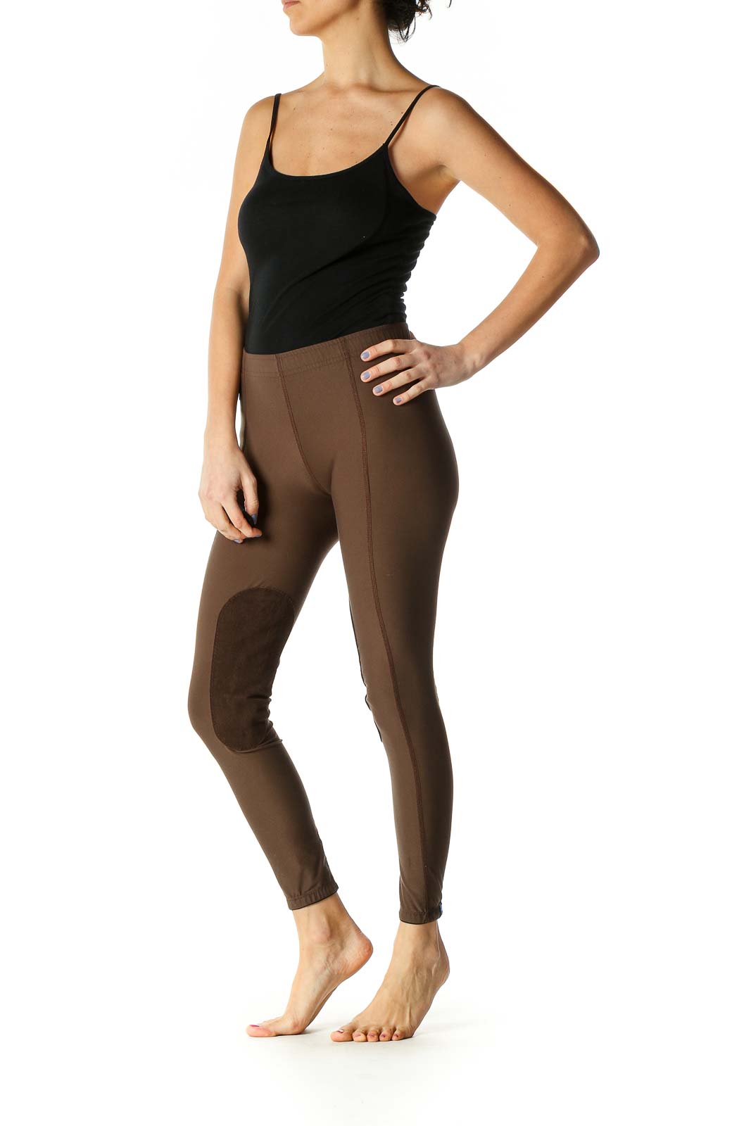 Brown Solid Casual Leggings