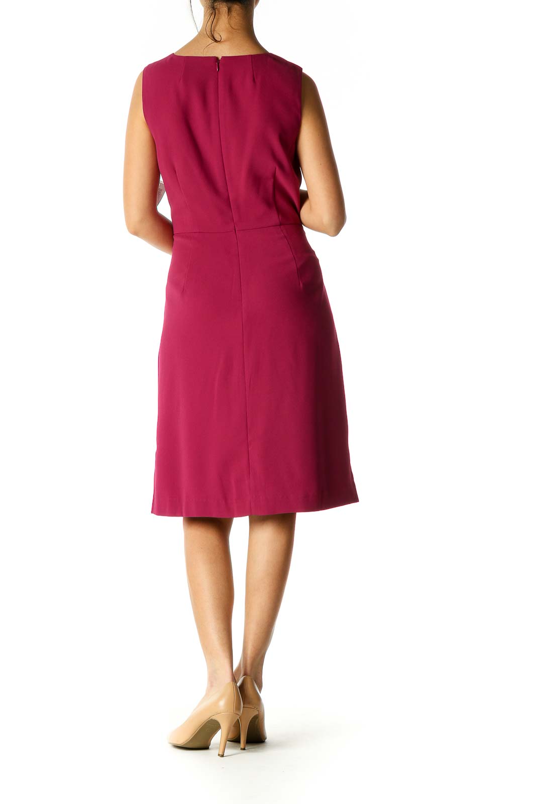 Pink Solid Casual A-Line Dress