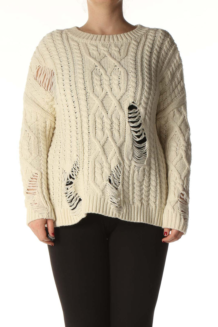 Beige Striped Sweater