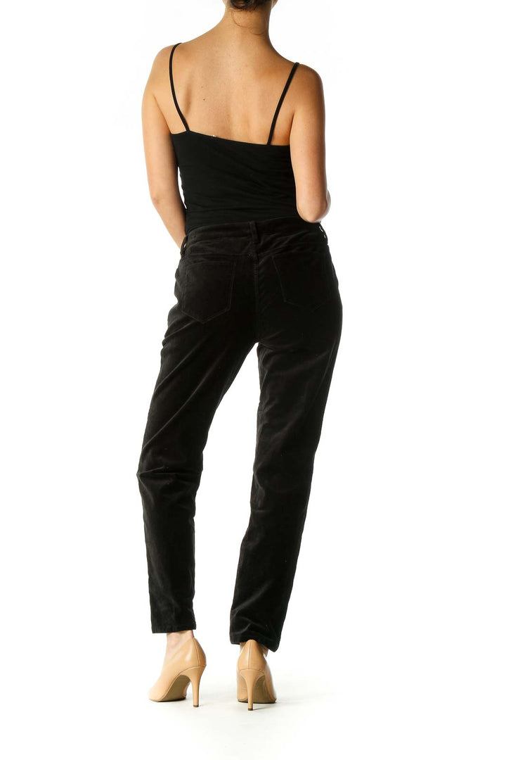 Black Solid Casual Sweatpants