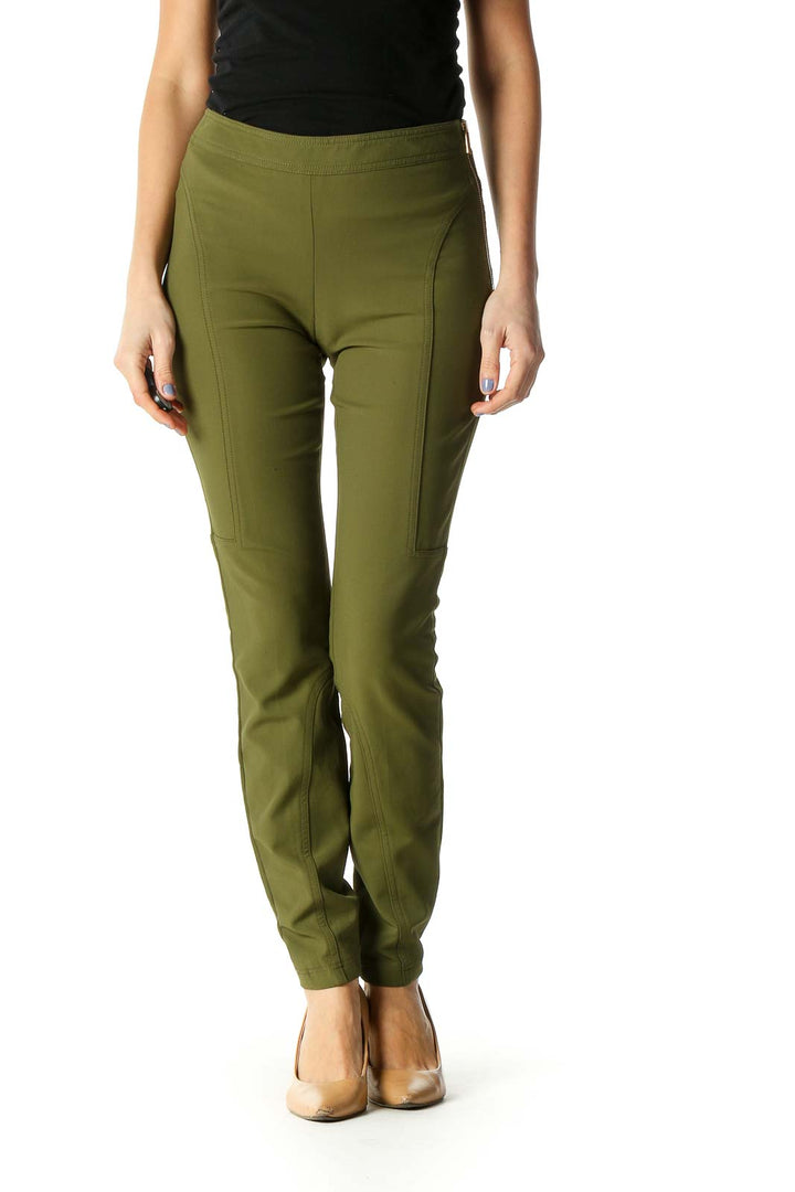 Green Solid Casual Trousers