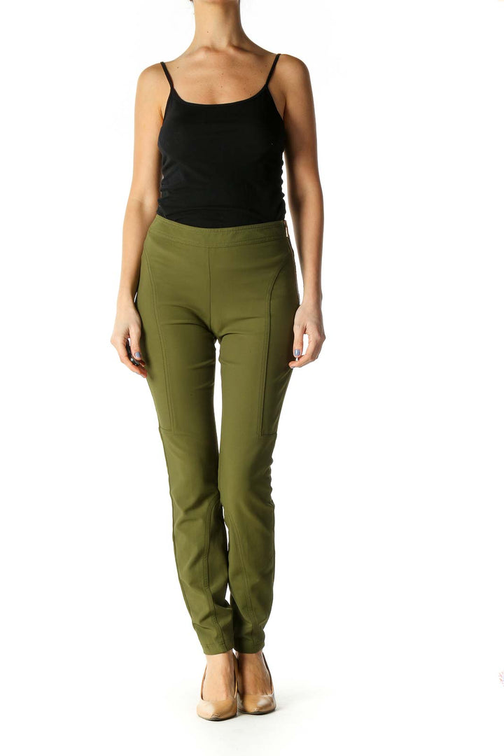 Green Solid Casual Trousers