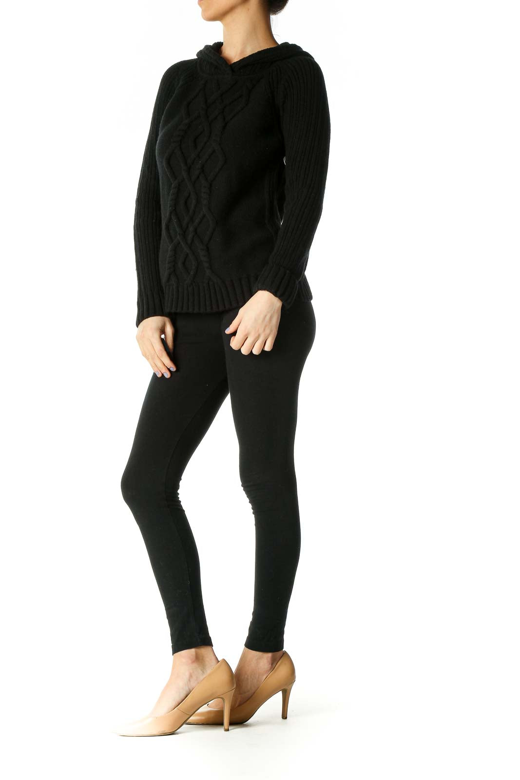 Black Solid Retro Sweater