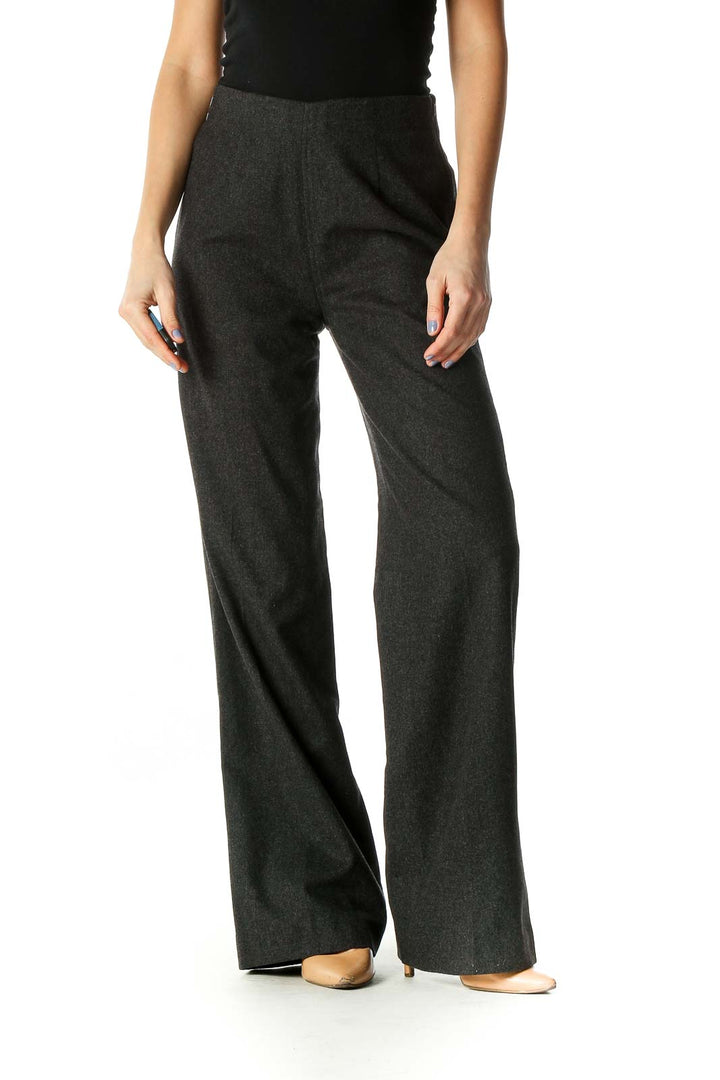 Black Solid Classic Trousers